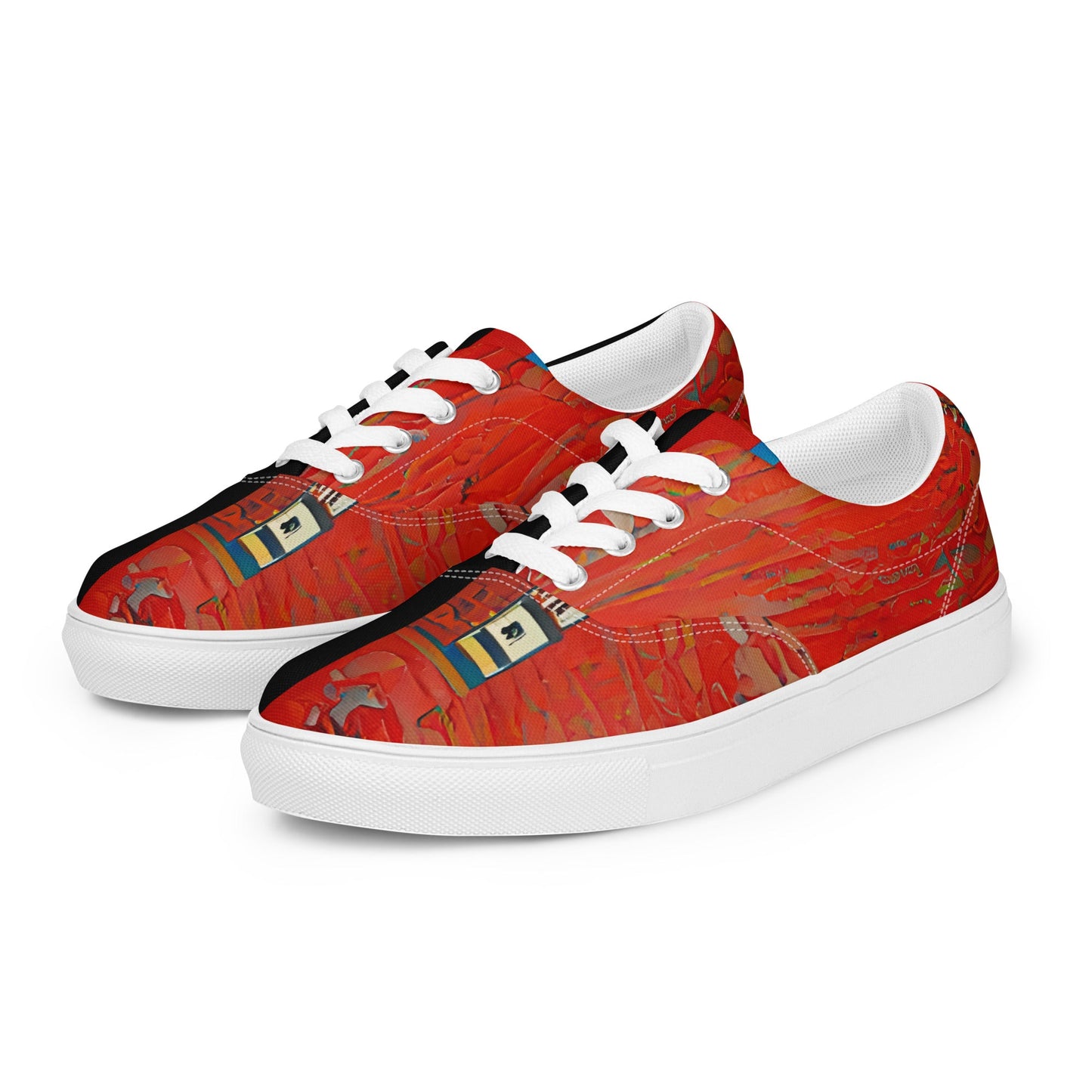Half Black Half Hónghǎi - Womens Lace-Up Canvas Shoes