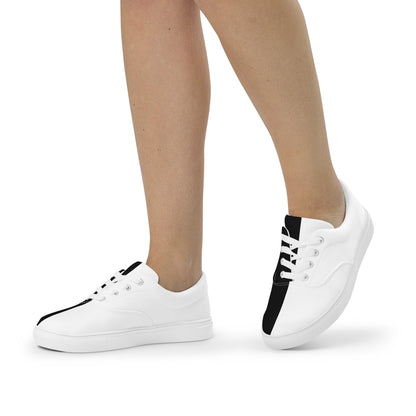 Half Black Half White - Womens Lace-Up Canvas Shoes