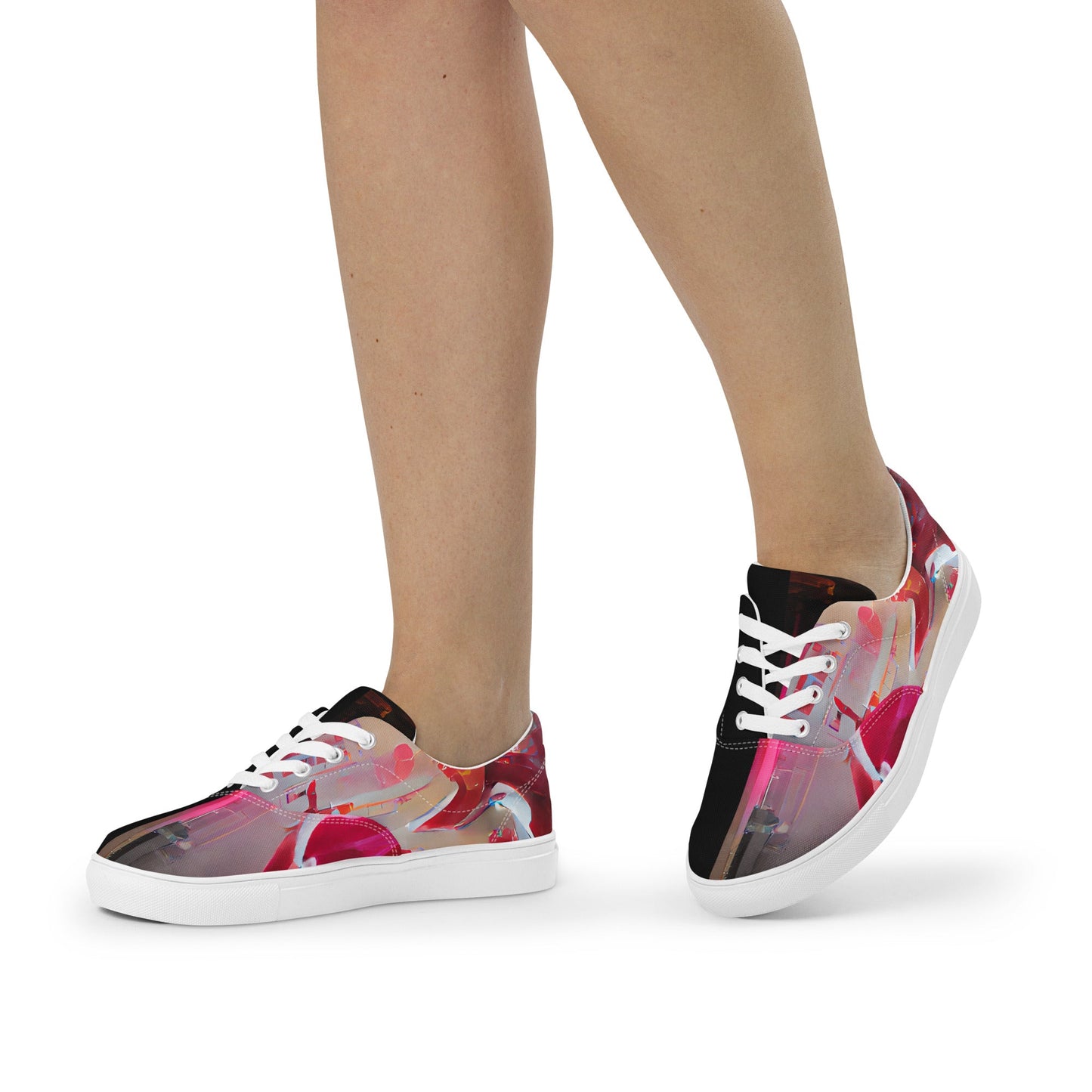 Half Black Half Báijiǔ - Womens Lace-Up Canvas Shoes