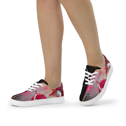 Half Black Half Báijiǔ - Womens Lace-Up Canvas Shoes