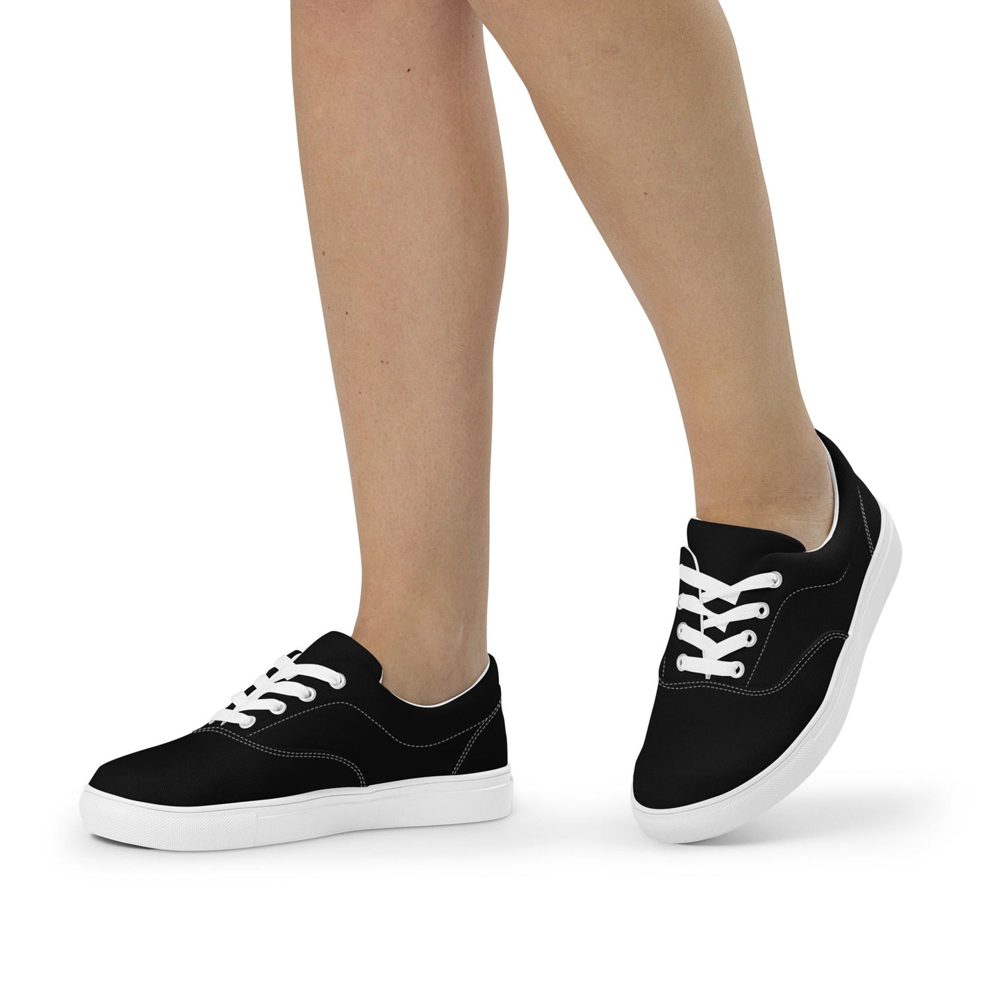 iSAW Womens Black Lace-Up Canvas Shoes