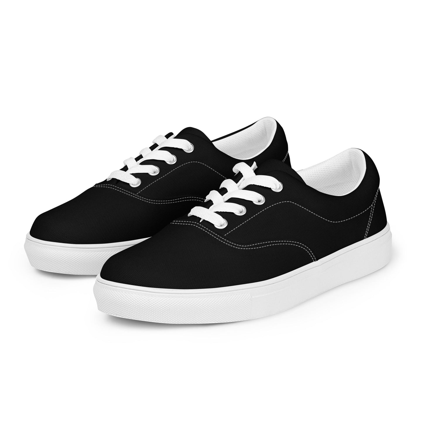 iSAW Womens Black Lace-Up Canvas Shoes