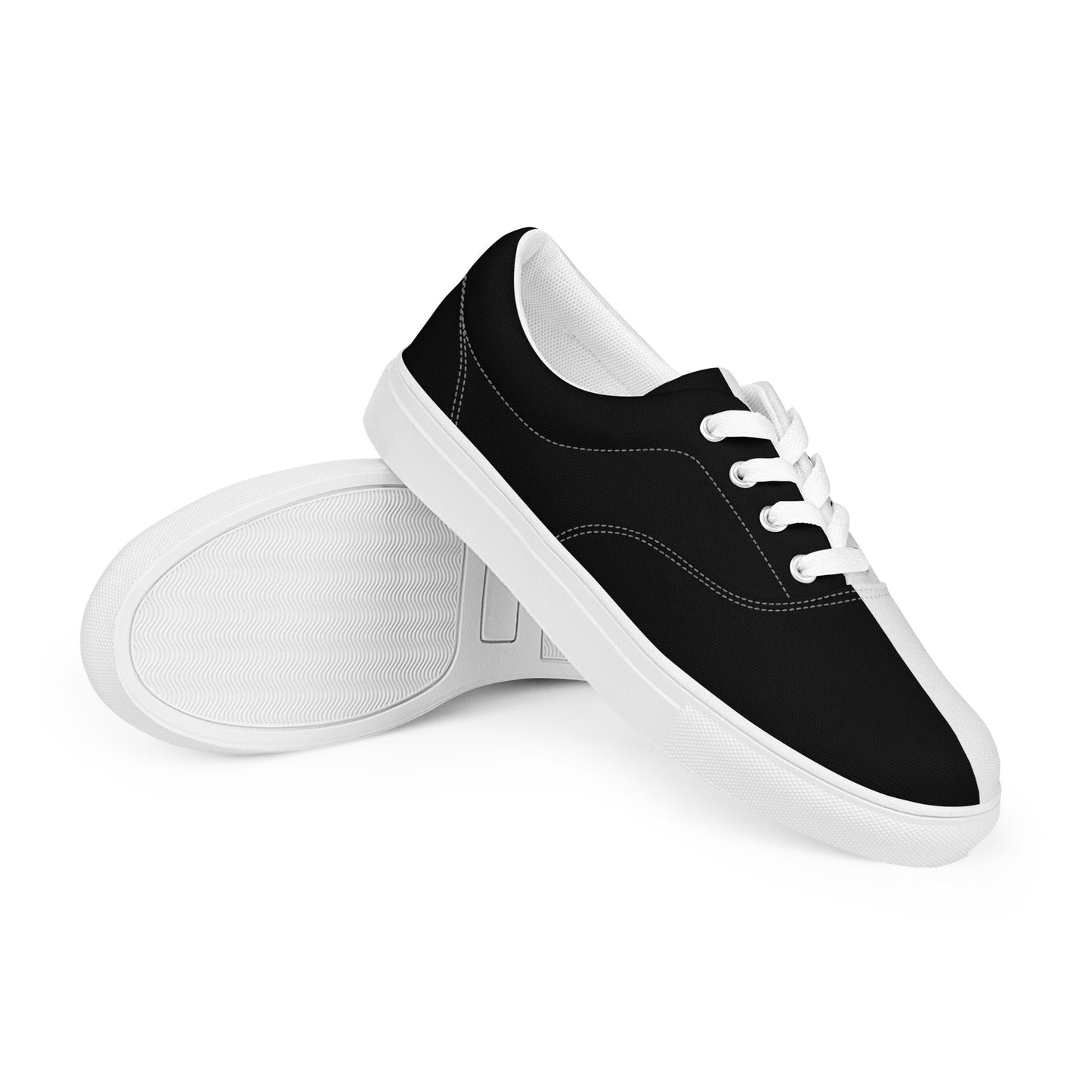 Half Black Half White - Womens Lace-Up Canvas Shoes