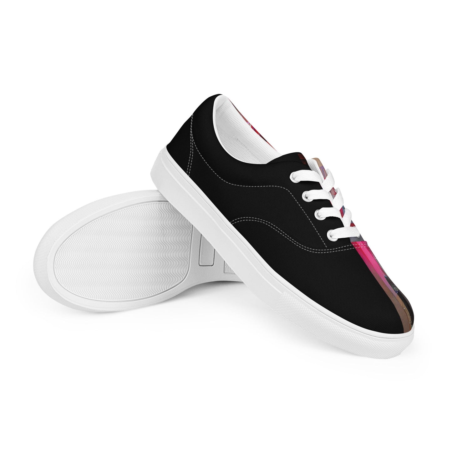 Half Black Half Báijiǔ - Womens Lace-Up Canvas Shoes