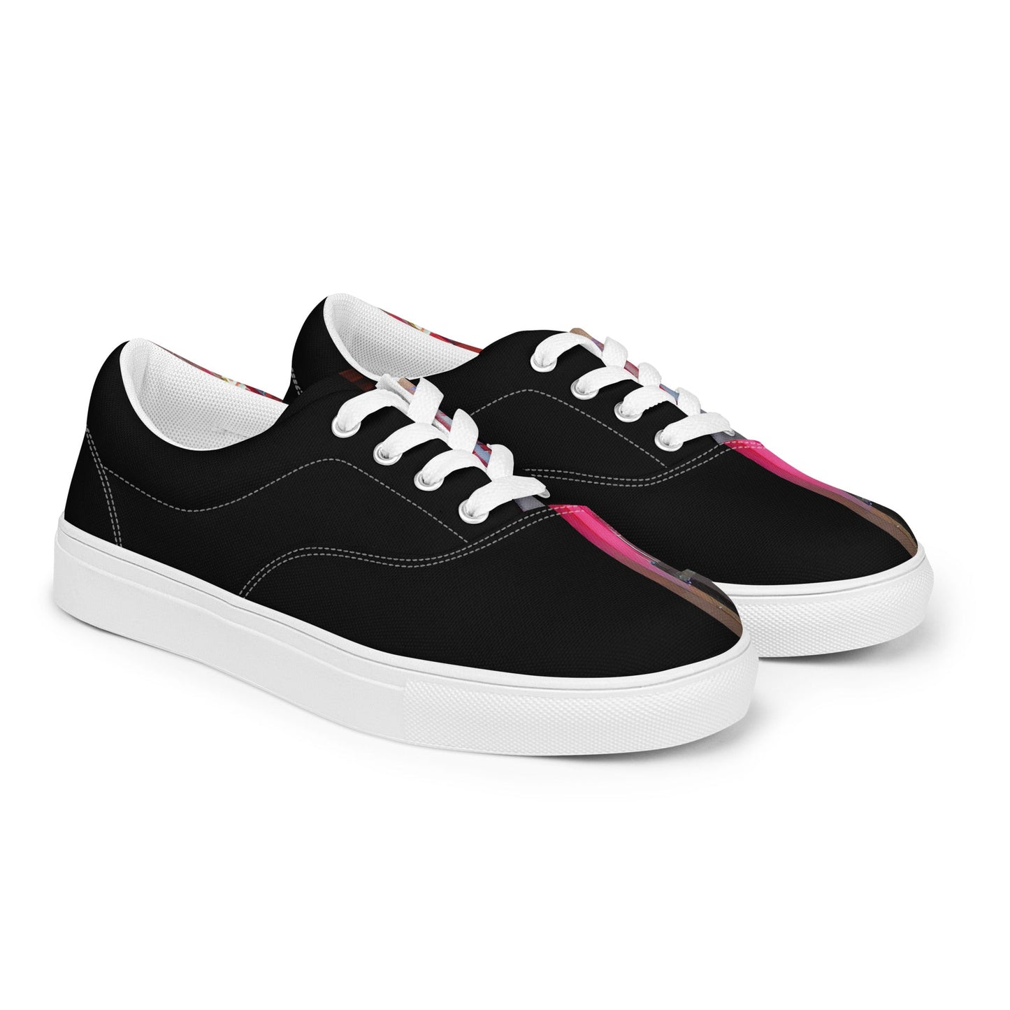 Half Black Half Báijiǔ - Womens Lace-Up Canvas Shoes