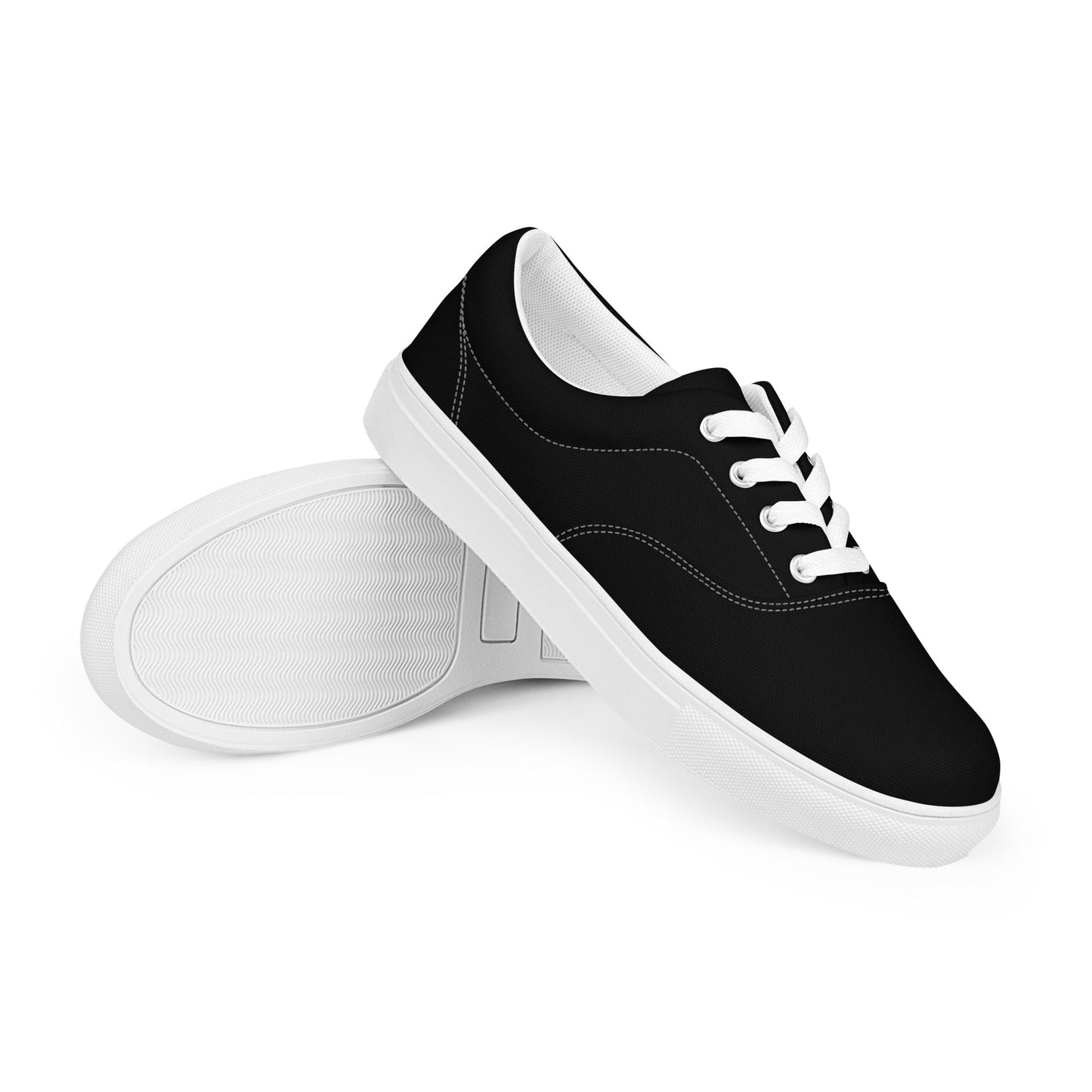 iSAW Womens Black Lace-Up Canvas Shoes