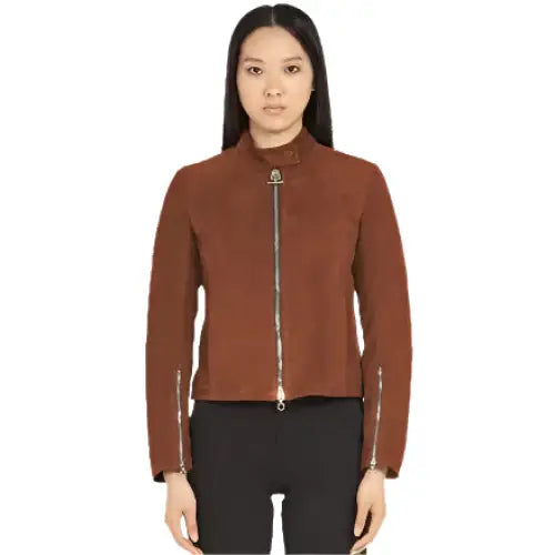 Women’s Brown Suede Biker Jacket – Mogen Sen