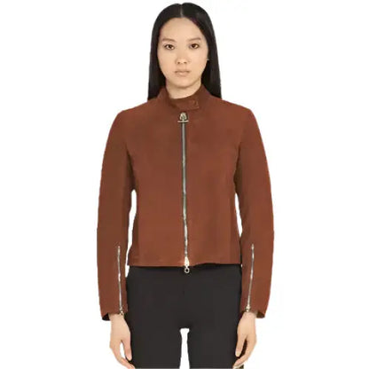 Women’s Brown Suede Biker Jacket – Mogen Sen