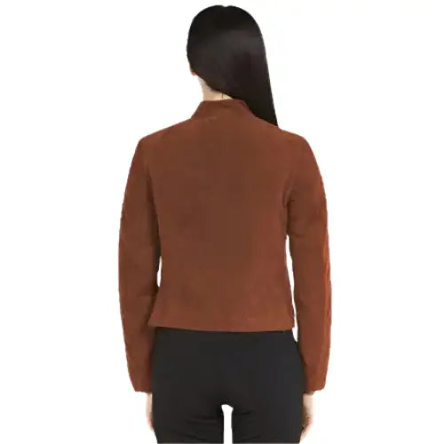 Women’s Brown Suede Biker Jacket – Mogen Sen
