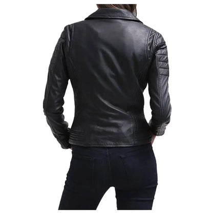 Women’s Slim Fit Black Leather Jacket – Innovative Design