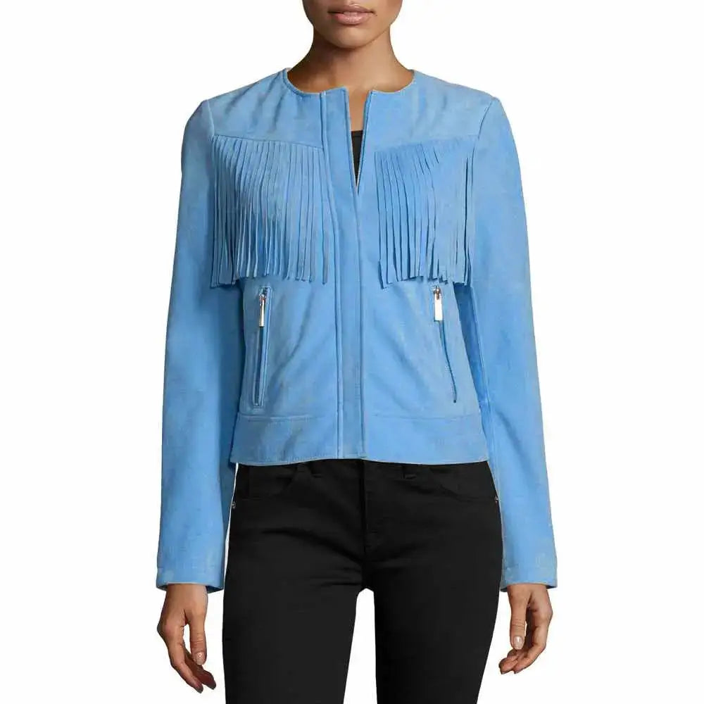 Women’s Slim Fit Fringe Leather Jacket