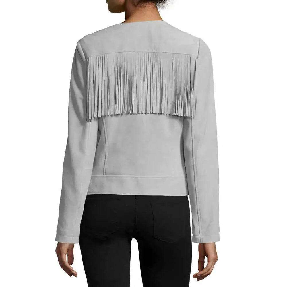Women’s Slim Fit Fringe Leather Jacket
