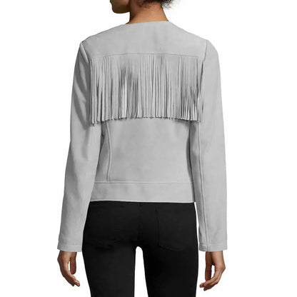 Women’s Slim Fit Fringe Leather Jacket