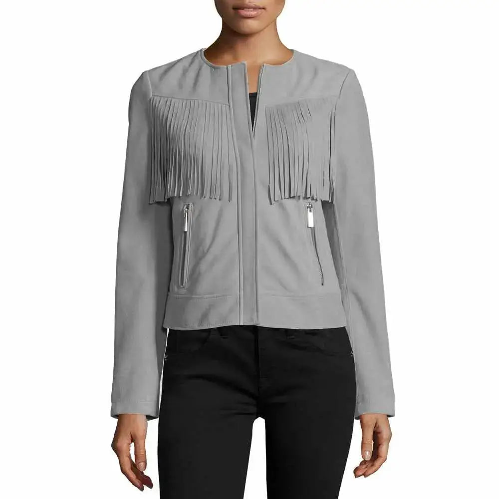 Women’s Slim Fit Fringe Leather Jacket