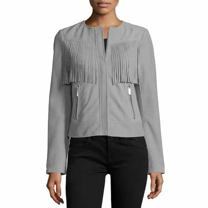 Women’s Slim Fit Fringe Leather Jacket