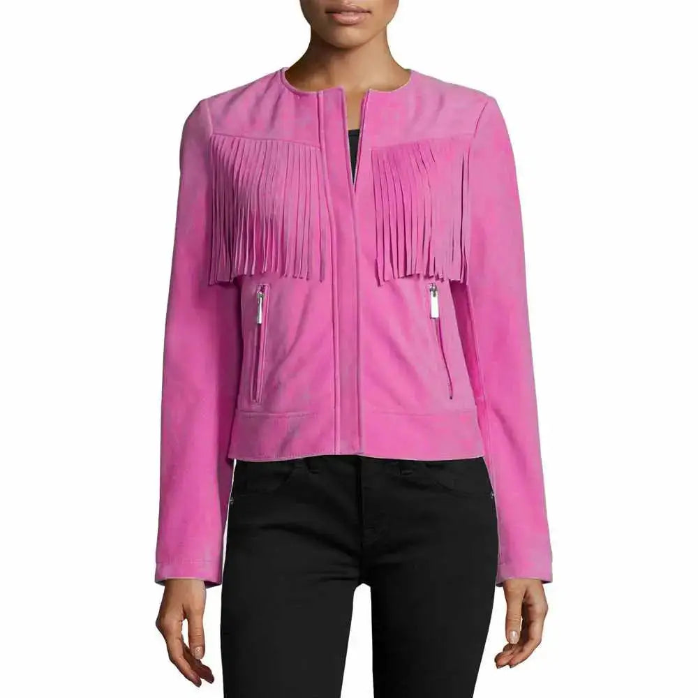 Women’s Slim Fit Fringe Leather Jacket