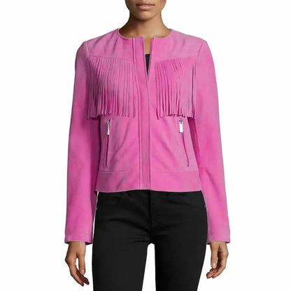 Women’s Slim Fit Fringe Leather Jacket