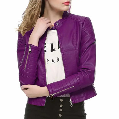 Women’s Slim Fit Motorcycle Leather Jacket
