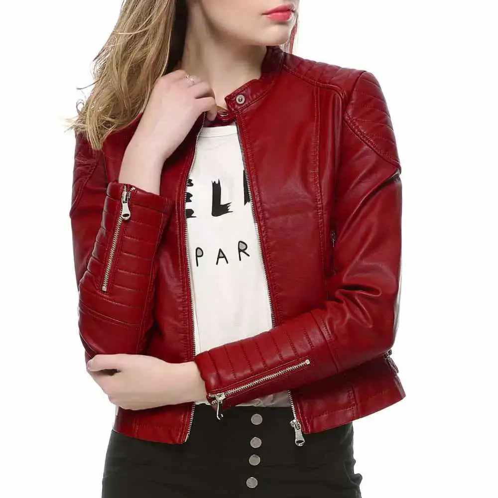 Women’s Slim Fit Motorcycle Leather Jacket