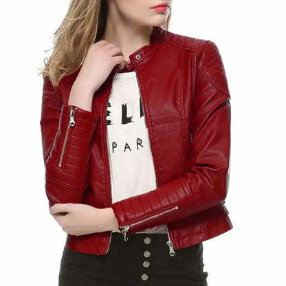 Women’s Slim Fit Motorcycle Leather Jacket