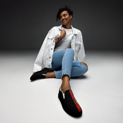 Half Black Half Hónghǎi - Womens Slip-On Canvas Shoes
