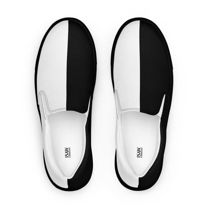 Half Black Half White - Womens Slip-On Canvas Shoes