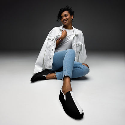 Half Black Half White - Womens Slip-On Canvas Shoes
