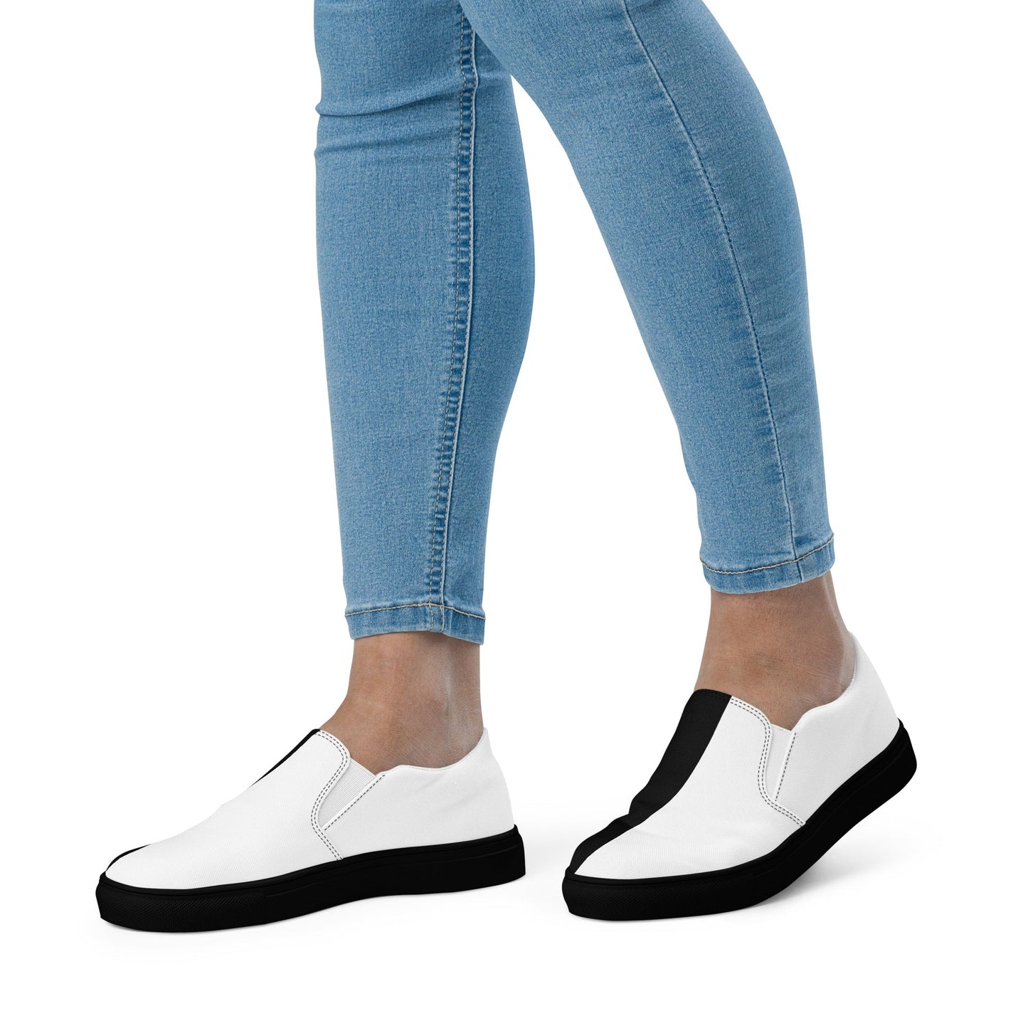 Half Black Half White - Womens Slip-On Canvas Shoes