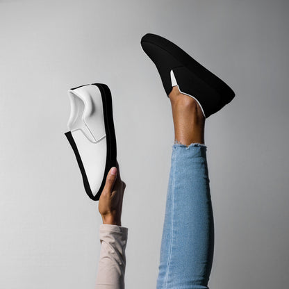 Half Black Half White - Womens Slip-On Canvas Shoes