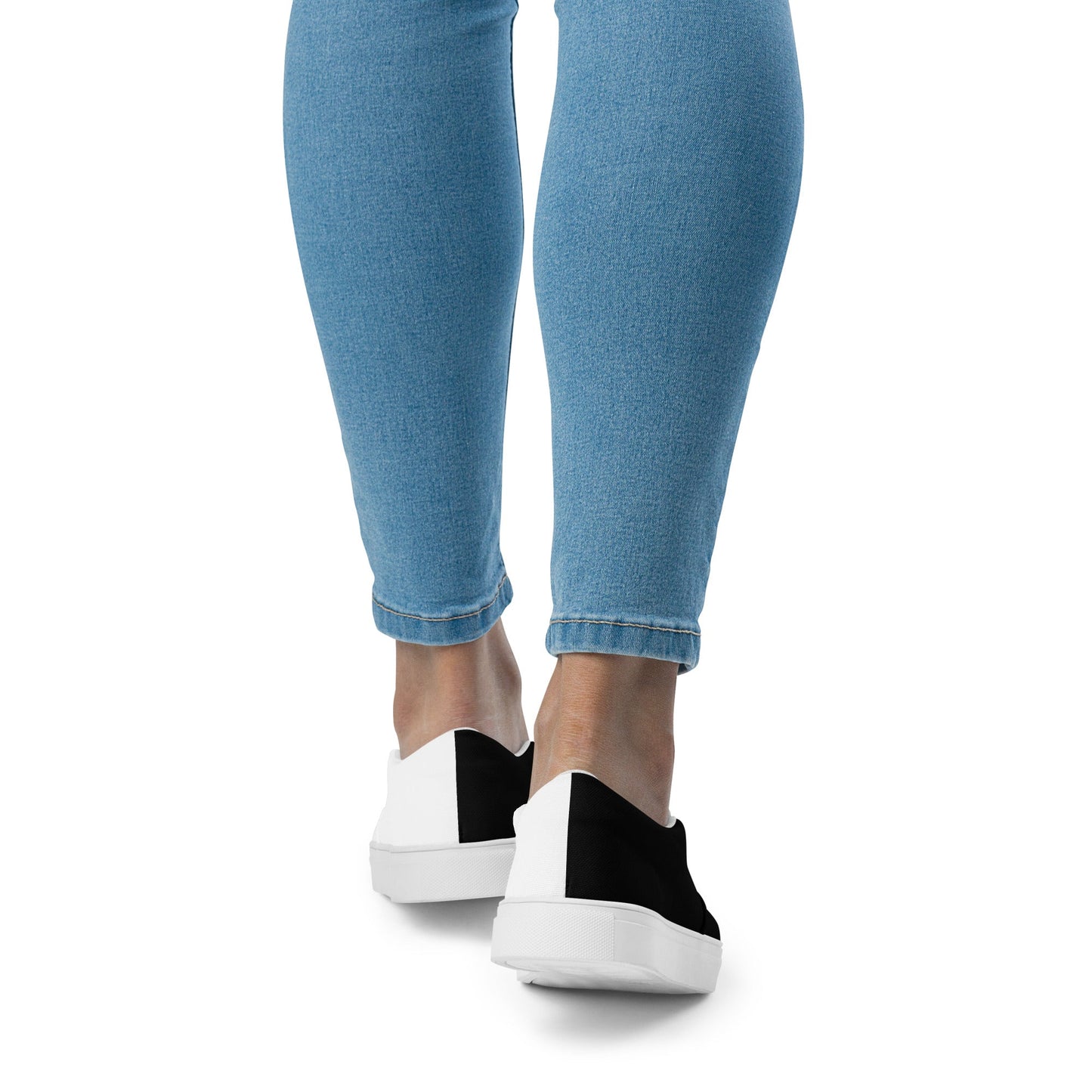 Half Black Half White - Womens Slip-On Canvas Shoes
