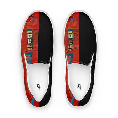 Half Black Half Hónghǎi - Womens Slip-On Canvas Shoes