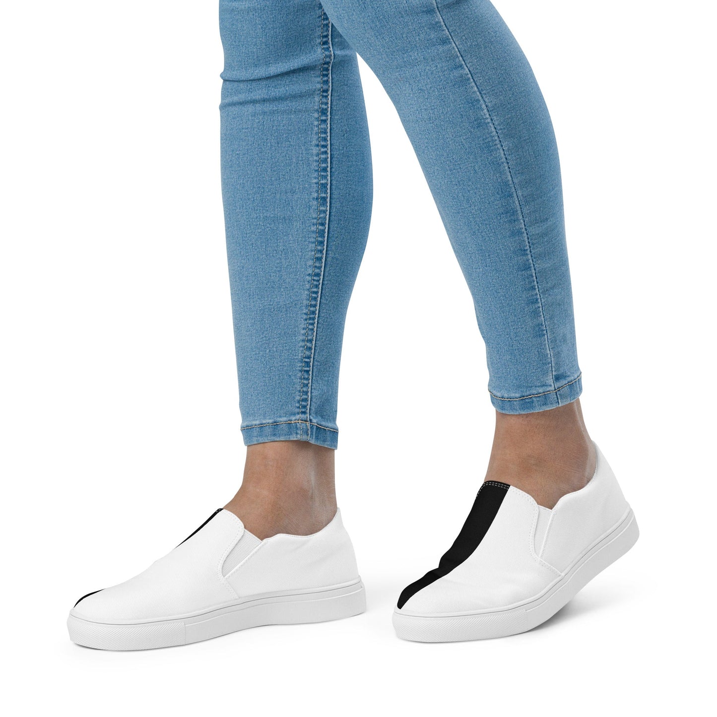 Half Black Half White - Womens Slip-On Canvas Shoes
