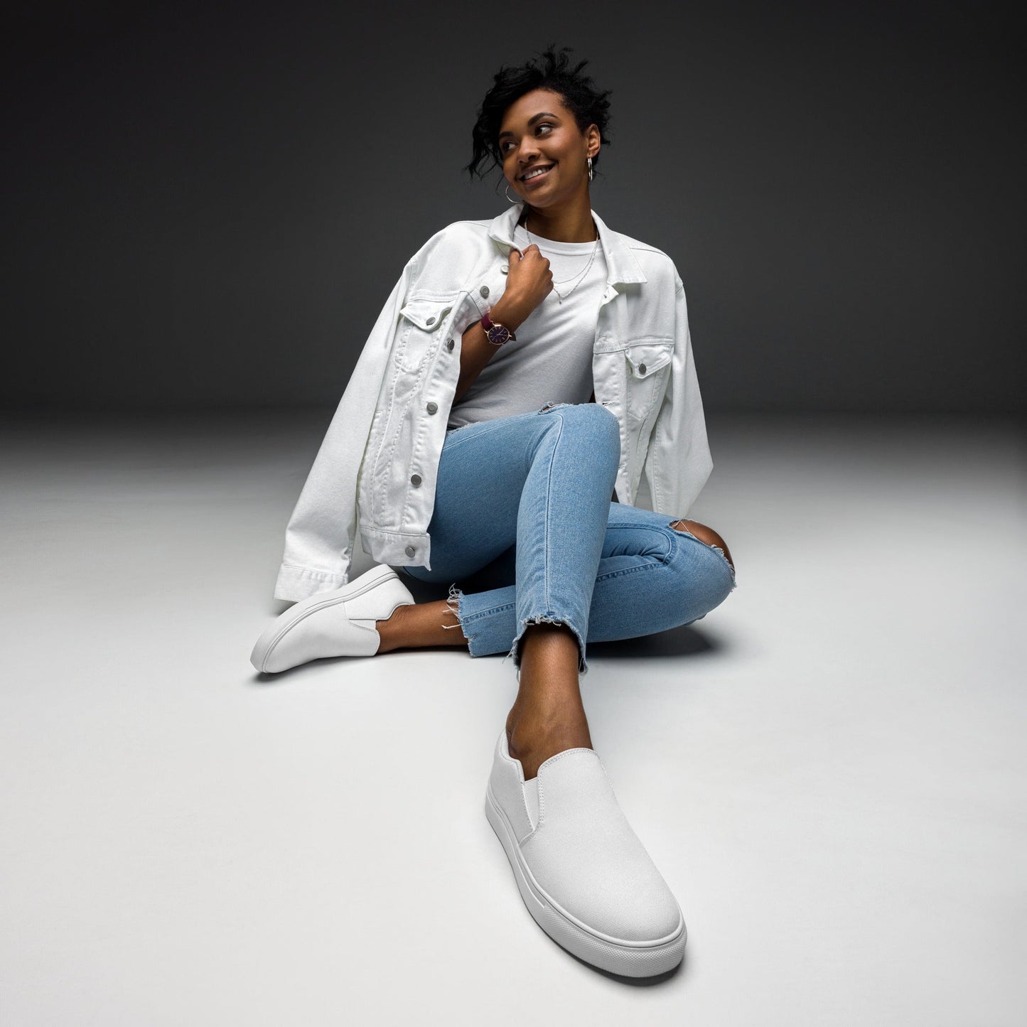 iSAW Womens White Slip-On Canvas Shoes
