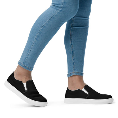 iSAW Womens Black Slip-On Canvas Shoes
