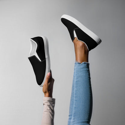 iSAW Womens Black Slip-On Canvas Shoes