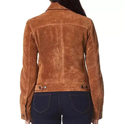Women’s Suede Leather Trucker Jacket