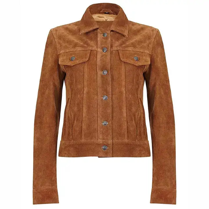 Women’s Suede Leather Trucker Jacket