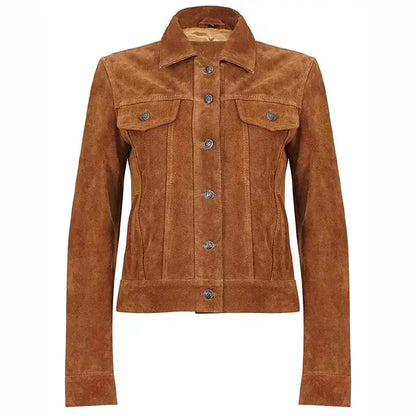 Women’s Suede Leather Trucker Jacket