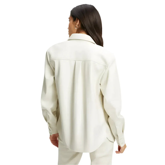 Women’s White Full Sleeve Leather Shirt