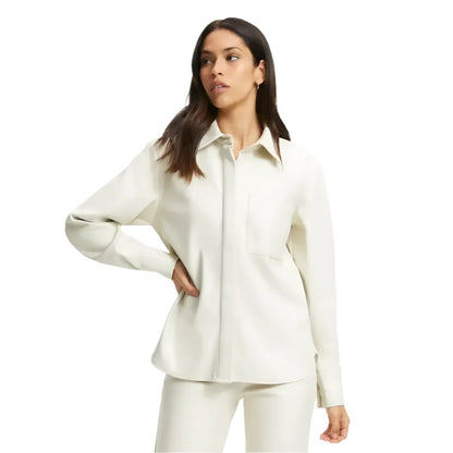 Women’s White Full Sleeve Leather Shirt