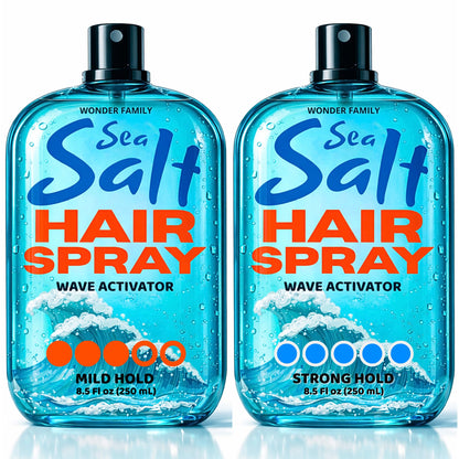 Wonder Family 2-in-1 Texturizing Sea Salt Spray – Beach Waves & Curly Hair, Extra Hold, Low Shine, 2 x 16 oz