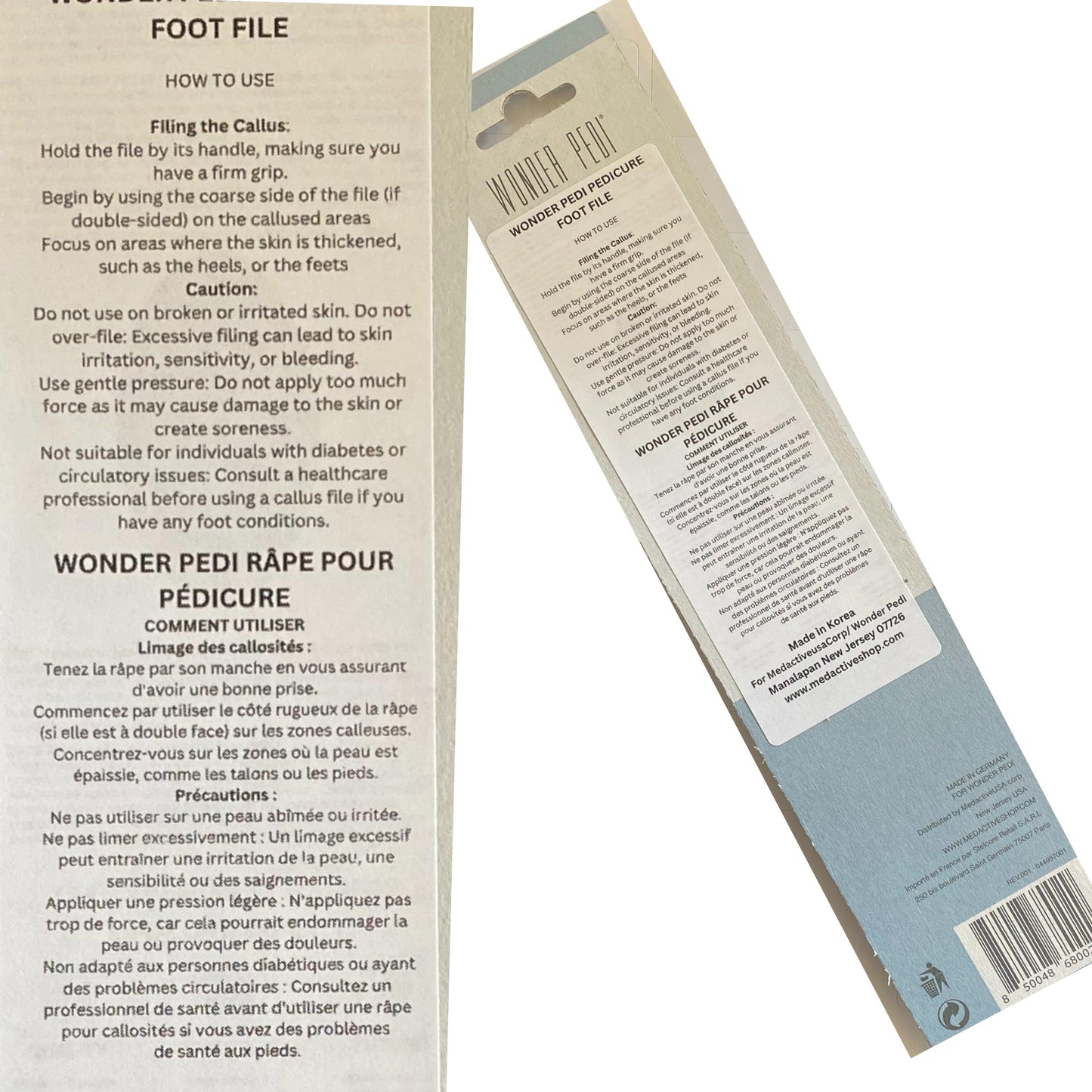 Wonder Pedi German-Made Double-Sided Foot File | Stainless Steel Pedicure Tool