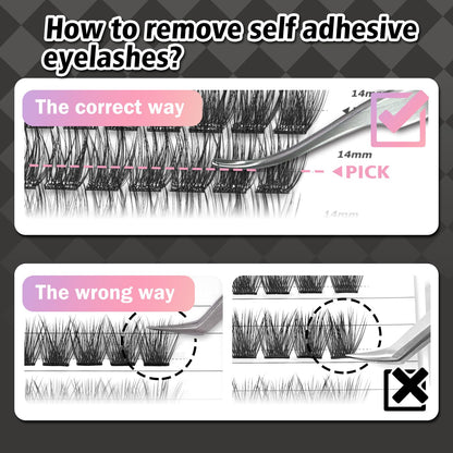 WONSIS Self Adhesive Eyelashes – 156-Cluster Mix, No Glue Needed, Invisible 2-Strip Tape