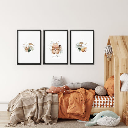 Woodland Decor For Nursery | Set of 3 wall art prints