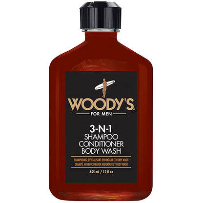 Woody's 3-in-1 Shampoo, Conditioner & Body Wash for Men – Travel-Size 12 oz