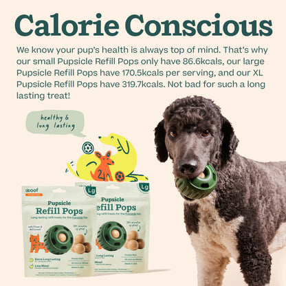 WOOF Pupsicle Refill Pops – Long-Lasting, Mess-Free Large Dog Treats (7 Count, 3 Pack)