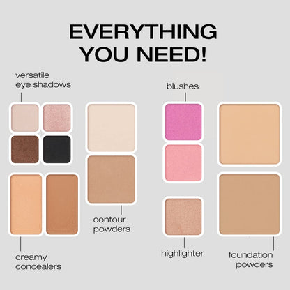Woosh Beauty Fold Out Face Palette – All-in-One Neutral Makeup Kit (#2.5 Medium Tan)