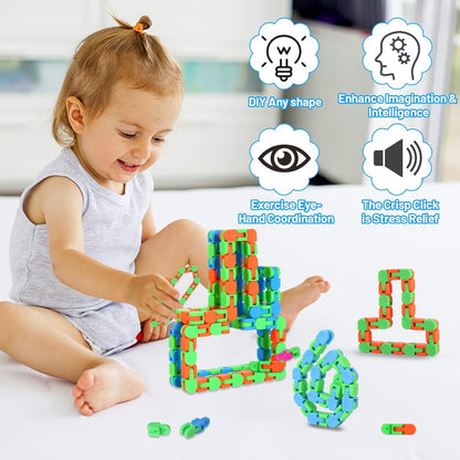 Woosir 24-Pack Wacky Tracks Fidget Toys – Sensory Snaps, Classroom Prizes & Travel Fun