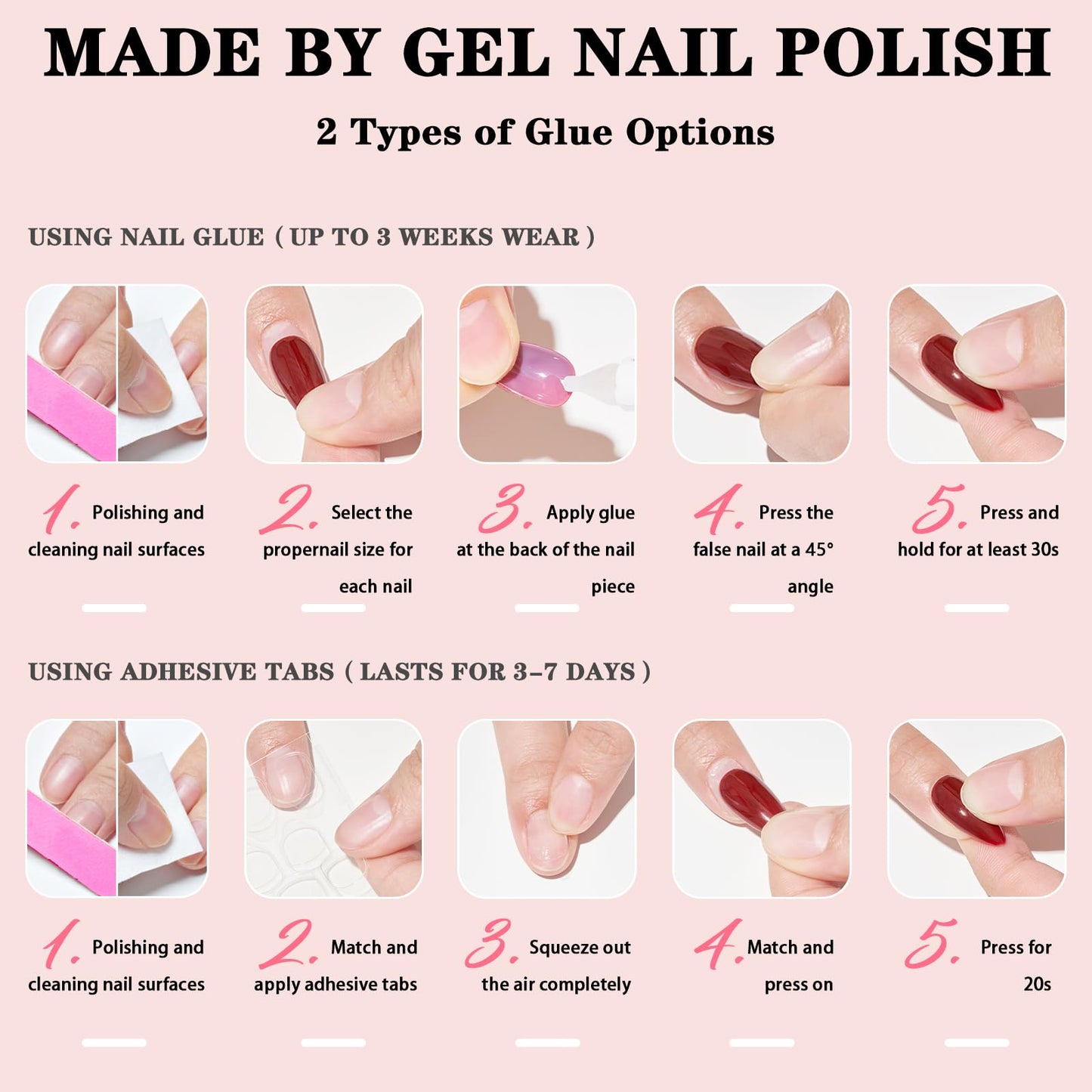 WOOYAS Almond Press-On Purple Nails – 24 Pcs Matte Gel Kit, Reusable