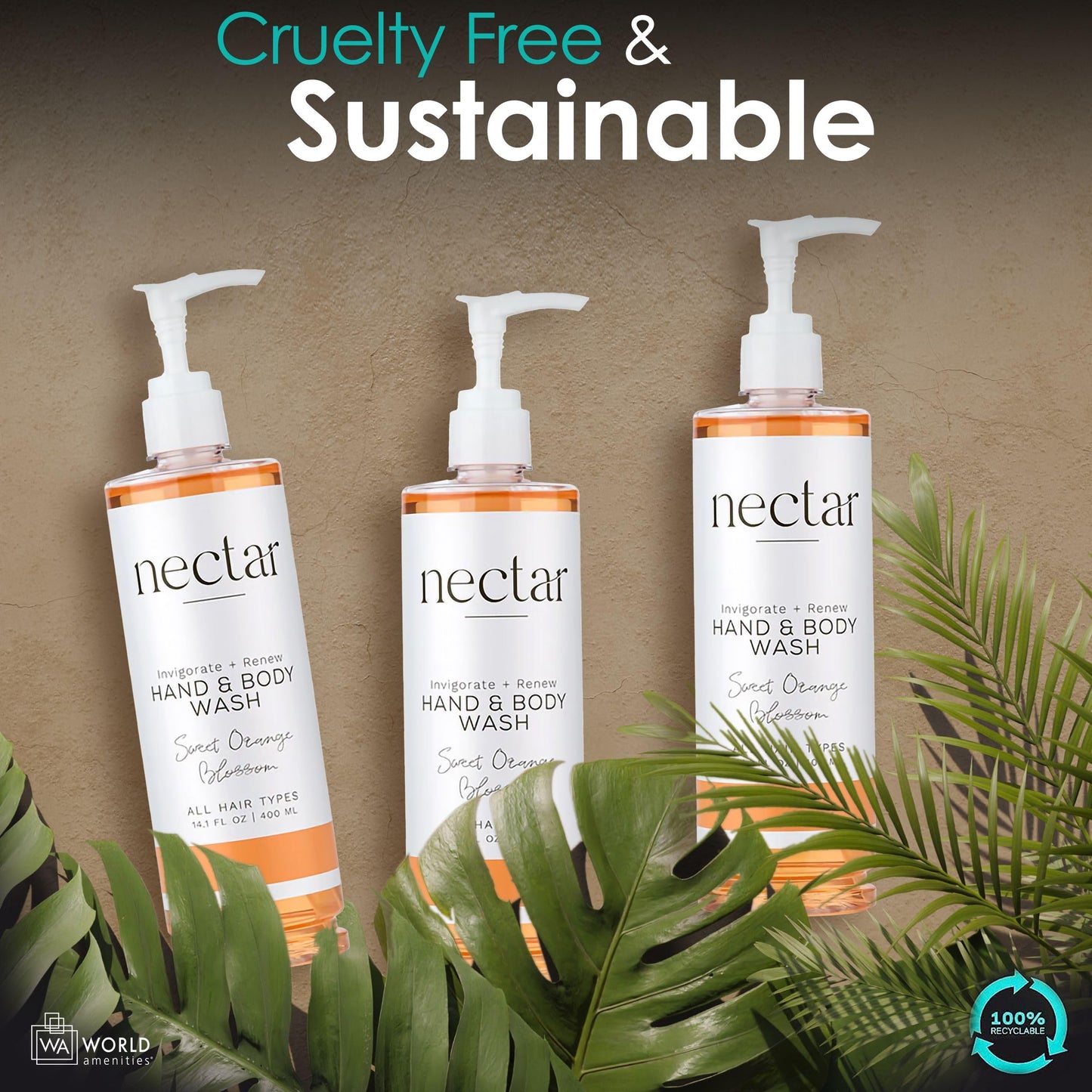 World Amenities Nectar Collection Pump Bottle Hand & Body Wash – Tangy Orange Blossom Fragrance